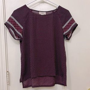 Loft XSP burgundy top printed make a bundle of petite tops from my closet